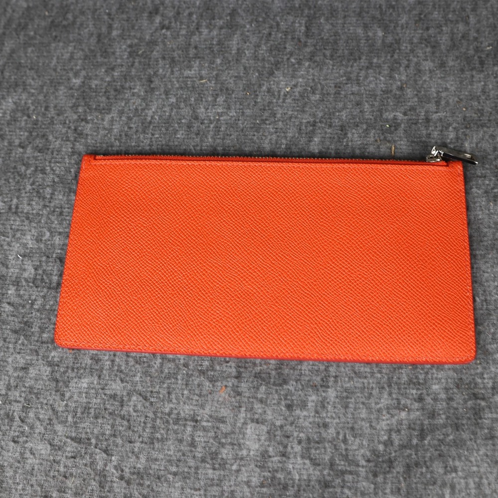 Coach Pouch Wallet Womens One Size Orange Leather Zip Around Card Case - Picture 3 of 7